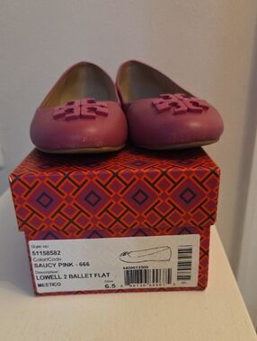 WEll LOVE  Tory Burch Saucy Pink Lowell 2 Leather Ballet Flats
